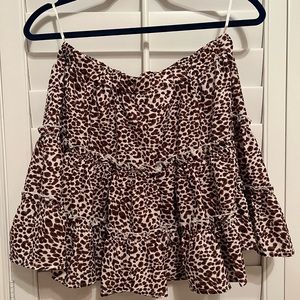 Leopard print brown and white mini skirt